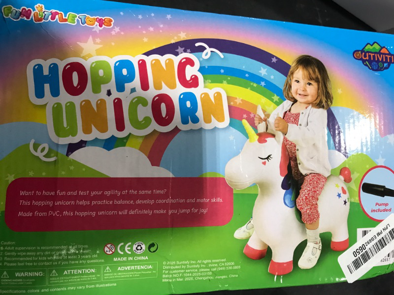 Photo 1 of FUN LITTLE TOYS Bouncy Horse Unicorn Toys - Inflatable Unicorn Toys for Girls, Bouncy Pals for Toddlers 3-6 - Animal Bouncer for Outdoor Toddler Toys