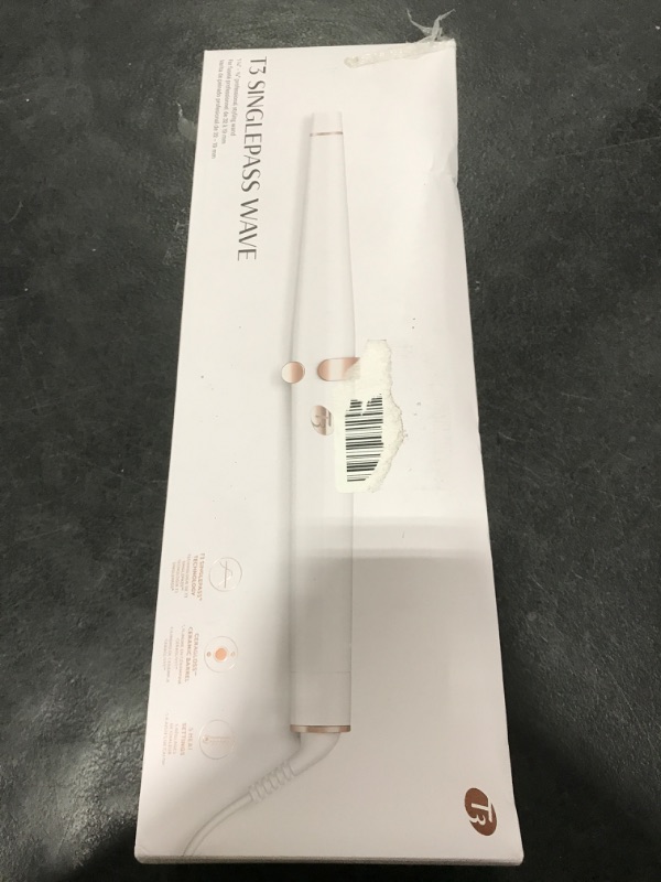Photo 1 of T3 SinglePass Wave Professional Curling Wand Custom Blend Ceramic Long Barrel Curling and Wave Iron with Adjustable Heat Settings for Shiny Smooth Curls and Waves