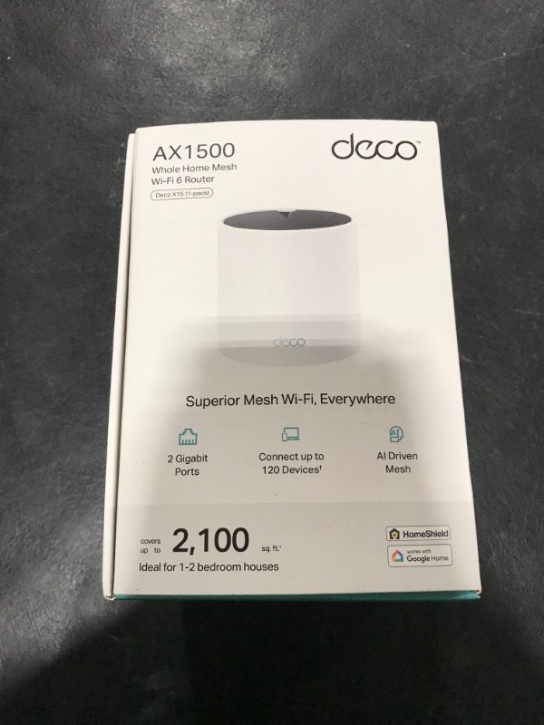Photo 1 of TP-Link Dual-Band AX1500 WiFi 6 Mesh Wi-Fi System (Deco X15) | Replaces Routers and Extenders | Covers up to 2,100 sq.ft. | 2 Gigabit ports per unit, supports Ethernet Backhaul | 2024 Release (1-Pack)