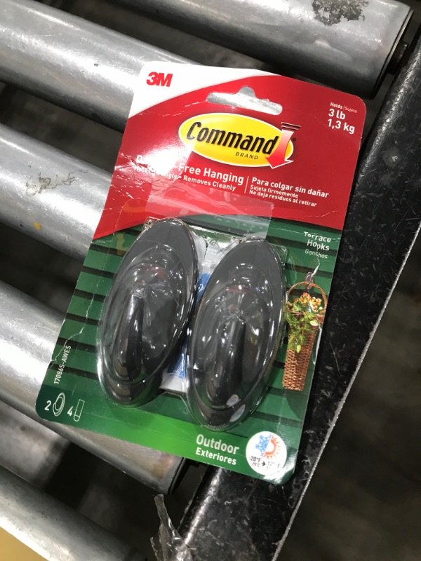 Photo 1 of Command Outdoor Terrace Hooks, 2 Hooks and 4 Command Strips, Damage Free Hanging Wall Hooks for Hanging Outdoor Wall Decor with Weather Resistant Strips, Holds up to 3 lb