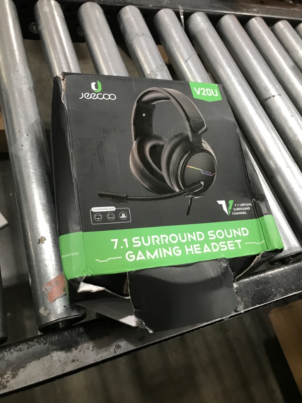 Photo 1 of Jeecoo V20U USB Pro Gaming Headset for PC - 7.1 Surround Sound Headphones with Noise Cancelling Microphone- Memory Foam Ear Pads for Laptop Computers