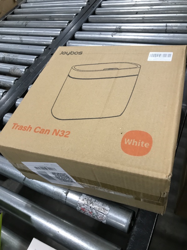 Photo 1 of JOYBOS Bathroom Automatic Trash Can with Lid 3 Gallon Slim Plastic Narrow Motion Sensor Garbage Can for Bathroom, Bedroom, Kitchen, Office White