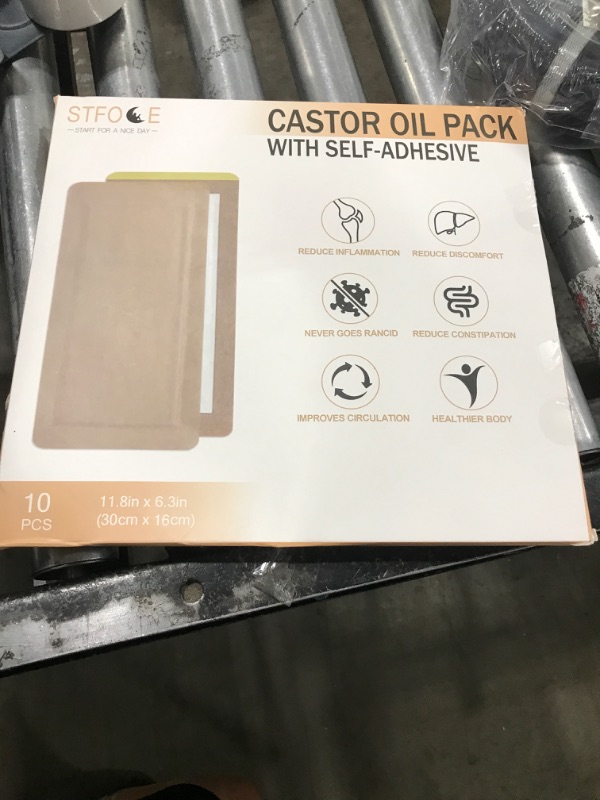 Photo 1 of STFOCE 10pcs Castor Oil Pack Wrap, Large Castor Oil Pack Self-Adhesive, 11.8"x6.3", No Leakage, No Wash, Portable (Oil Not Included)