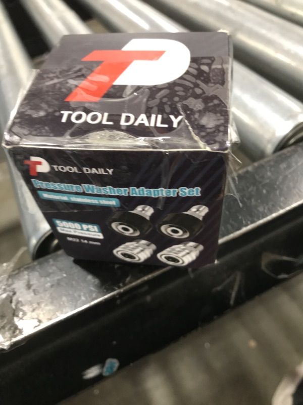 Photo 1 of Tool Daily Pressure Washer Adapter Set, Quick Connect Kit, M22 14mm to M22 Metric Fitting, Stainless Steel, 5000 PSI, 4 Pcs