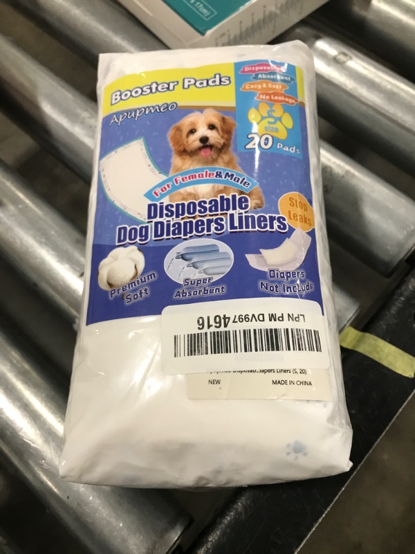 Photo 1 of Apupmeo Disposable Dog Diaper Liners - 20PCS Booster Pads for Male Female Dogs - Doggie Diaper Insert for Pet Belly Bands Wraps Period Pants Covers(S,20)