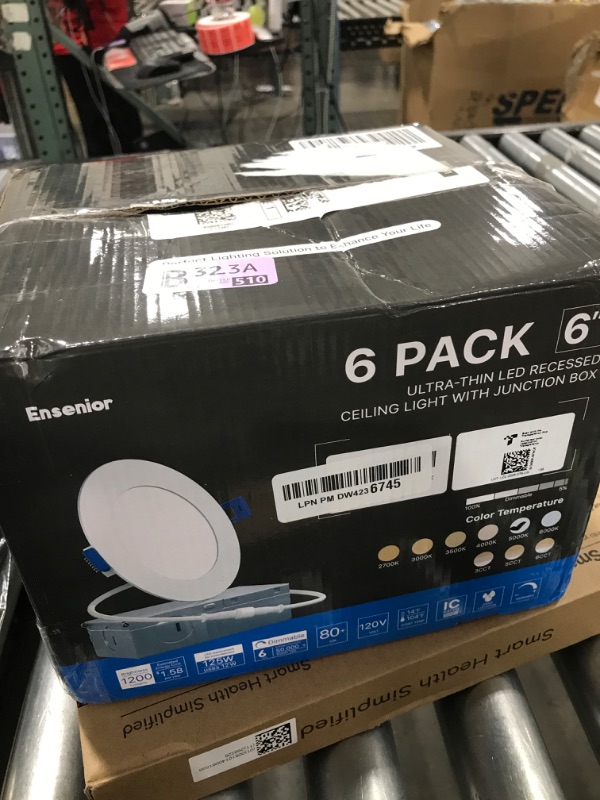 Photo 1 of Ensenior 6 Pack 6 Inch LED Recessed Light, Dimmable, 5000K Daylight, 1050LM High Brightness, 12W 120V, Damp Rated, Ultra-Thin Canless Wafer Ceiling Light - ETL & FCC & IC