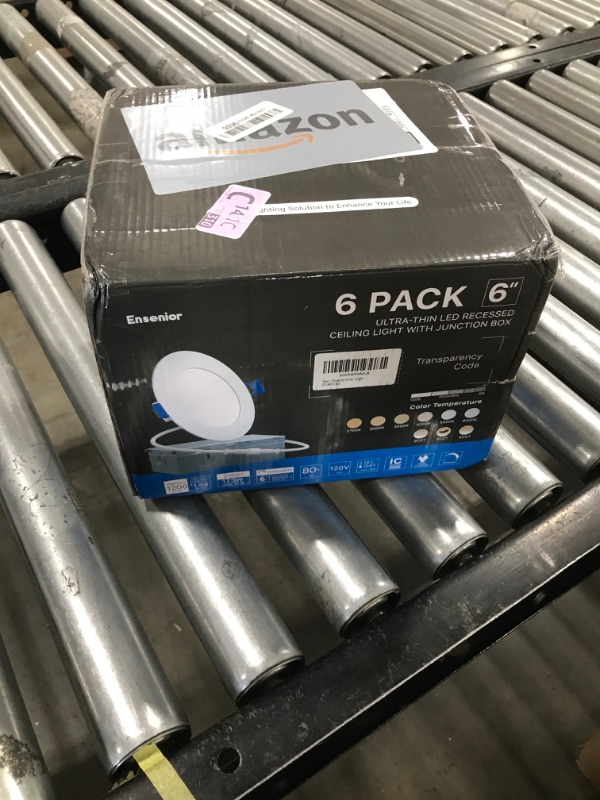 Photo 1 of Ensenior 6 Pack 6 Inch LED Recessed Light, Dimmable, 2700K-5000K 5CCT, 1200LM High Brightness, 12W 120V, Damp Rated, Ultra-Thin Canless Wafer Ceiling Light - ETL & FCC & IC