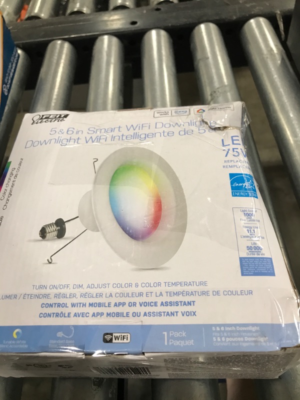 Photo 1 of Feit Electric Smart Recessed Downlights, 5-6 Inch, Wi-Fi LED, Dimmable Color-Changing, 1000 Lumens, 11.1W (75W Equivalent), Voice & App Control, Daylight to Soft White, 50,000 Hour Lifespan