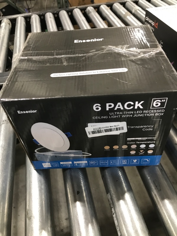 Photo 1 of Ensenior 6 Pack 6 Inch LED Recessed Light, Dimmable, 2700K-5000K 5CCT, 1200LM High Brightness, 12W 120V, Damp Rated, Ultra-Thin Canless Wafer Ceiling Light - ETL & FCC & IC