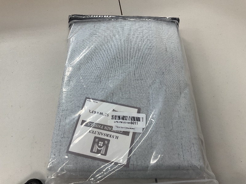 Photo 2 of H.VERSAILTEX 100% Blackout Curtains for Bedroom Thermal Insulated Linen Textured Curtains Heat and Full Light Blocking Drapes Living Room Curtains 2 Panel Sets, Glacier Gray, 52x63 Inch