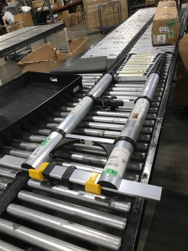 Photo 1 of EvaStar 26.2FT Telescoping Ladder, Aluminum Lightweight Extension Ladder w/Triangle Stabilizer, Stabilizer Bar & Wheels, 330lbs Capacity Collapsible Ladders, Telescopic Ladder for Home & Outdoor