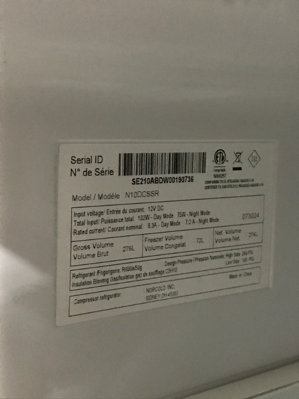 Photo 1 of Norcold N10DCSSR Polar-Series 10 cu.ft. DC Compressor RV Refrigerator with Stainless Steel Doors - Right-Handed,Silver