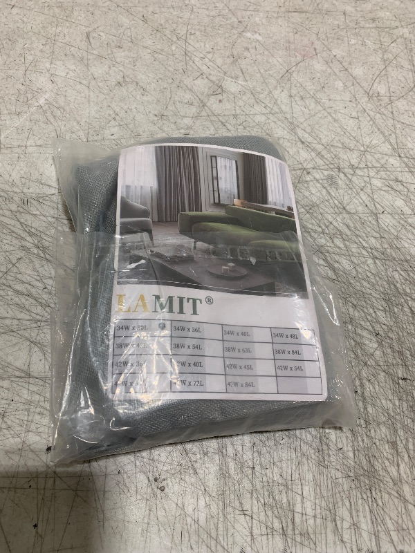 Photo 1 of LAMIT Short Linen Window Curtains 30 Inches Long 2 Panels, Greyish Blue Semi Sheer Light Filtering Panels Back Tab and Rod Pocket Neutral Drapes for Basement/Small Windows, 34 x 30 Inch