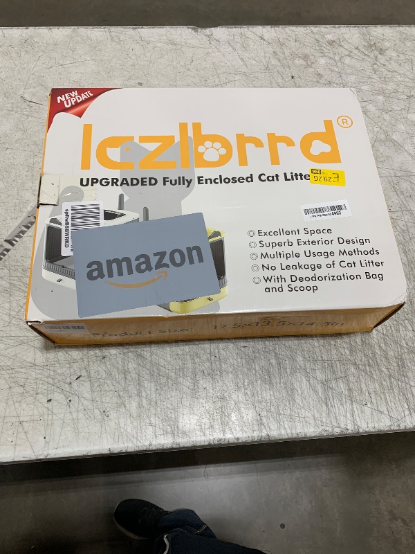 Photo 1 of LCZLBRRD Upgraded Fully Enclosed Cat Litter Box with Lid, Covered Cat Box Enclosure, Anti-Splashing Easy to Clean Kitty Litter Boxes with Drawer, 3 Modes can Use from Kitten to Adult(White&Grey)