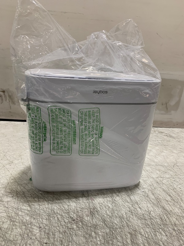 Photo 1 of JOYBOS Bathroom Trash Can,3 Gallon Waterproof Automatic Small Bathroom Garbage Can with Lid, Slim Motion Sensor Plastic Narrow Trash Bin for Bedroom, Kitchen, Office,RV White