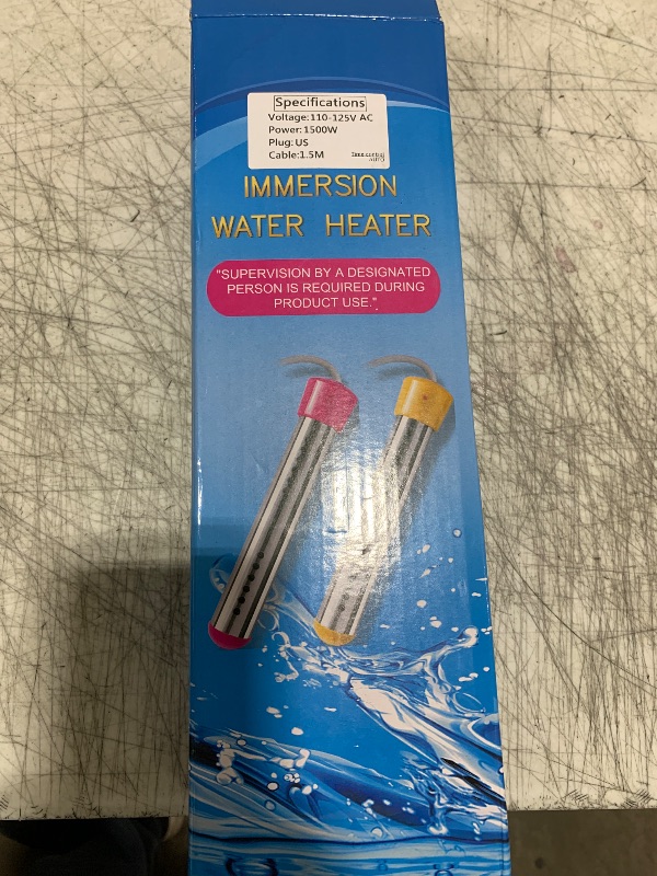 Photo 1 of 1500W Electric Immersion Water Heater for Bucket, Bathtub Heater with Timed Automatic Power Off, Small Portable Heaters with 304 Stainless-Steel Guard, Heats 5 Gallons Water in Rapid (Built-in Timer)