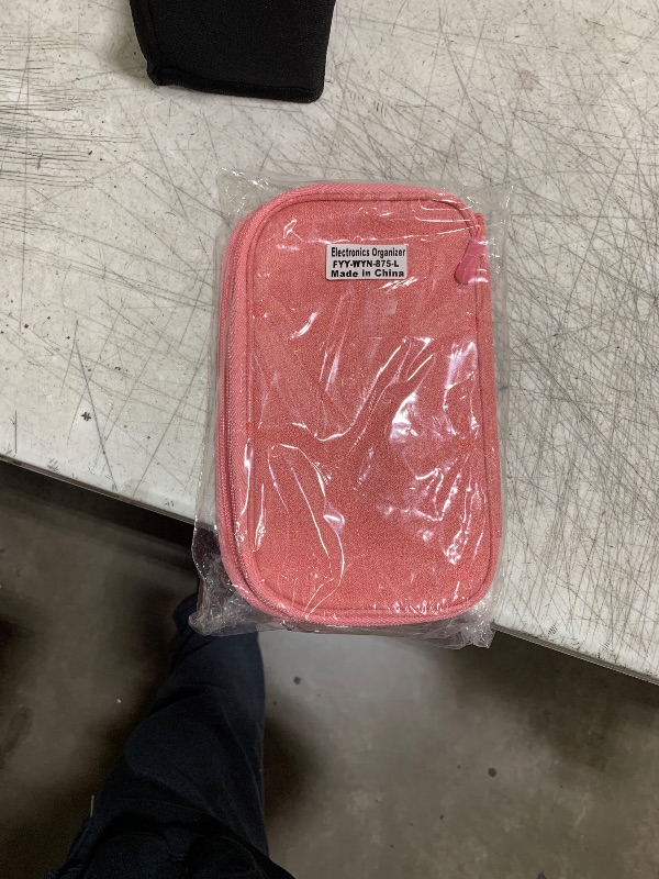 Photo 1 of FYY Electronic Organizer, Electronic Accessories Carry Case Portable Waterproof Pouch Double Layers Storage Bag for Travel Cable, Cord, Charger, Phone, Earphone, Medium Size, Pink