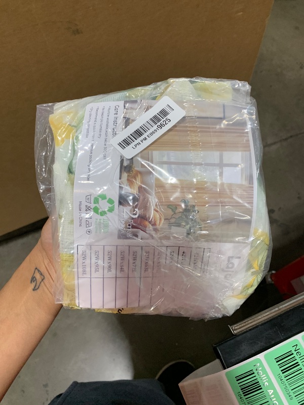 Photo 1 of Lajode Kitchen Curtains 24 Inch Length 2 Panels, Floral Patterned Semi Sheer Light Filtering Vintage Farmhouse Basement Bathroom Half Window Short Cafe Curtains Rod Pocket, Yellow, Each 30 Inch Wide