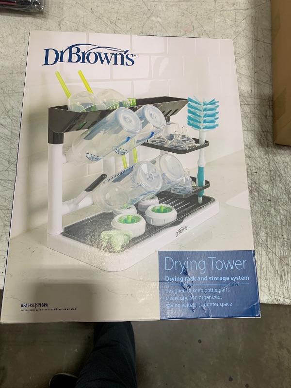 Photo 1 of Dr. Brown's Drying Tower, Space Saving Vertical Rack for Drying, Storing, and Organizing Baby Bottles and Feeding Essentials, BPA-Free
