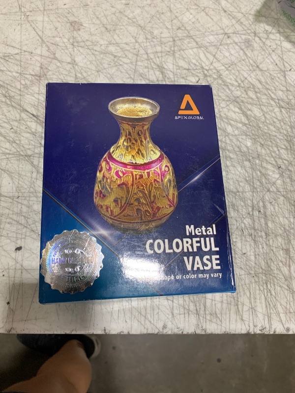 Photo 1 of NatureBoost Carved Metal Vase. Handcrafted Brass Floor Flower Vase. Unique Gift Idea (Small Round Vase) - Unique Gift idea