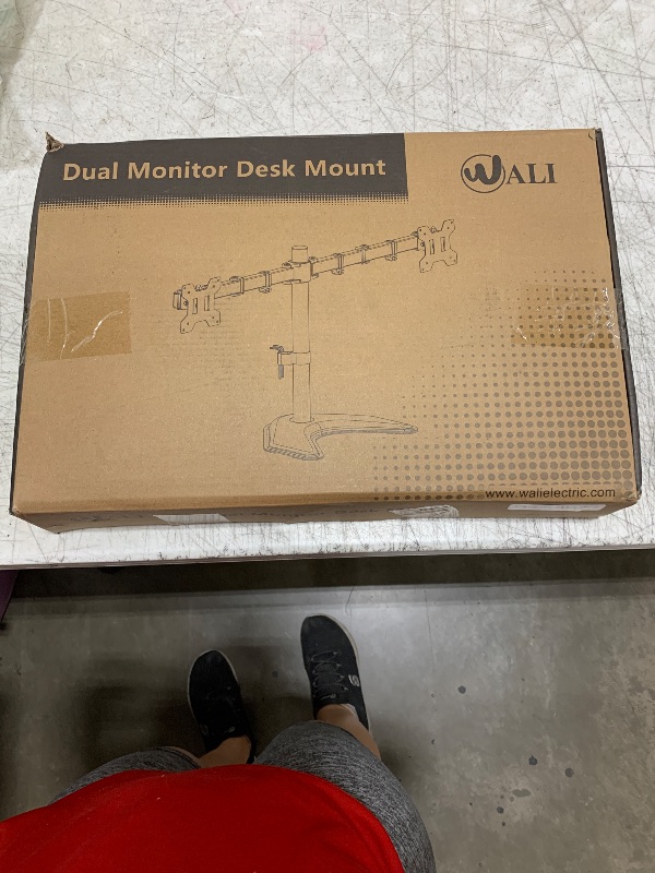 Photo 1 of WALI Dual Monitor Stand for Desk, Monitor Stands for 2 Monitors up to 27 inch, Dual Monitors Mount Fits up to 22lbs, Free Standing Full Motion Dual Monitor Arm for Desk (MF002), Black