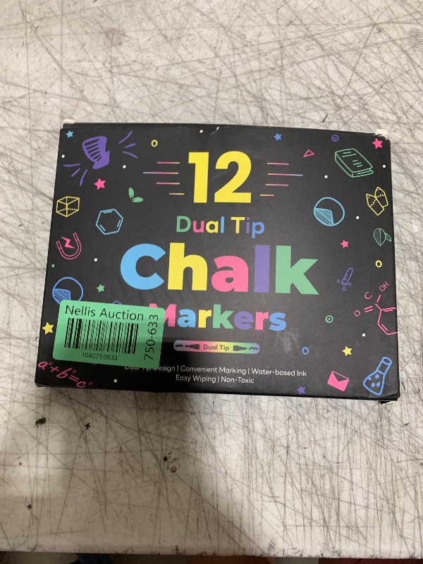 Photo 1 of 12 Dual Tip Liquid Chalk Markers - Erasable Chalk Markers for Blackboard, Chalkboard Signs, Glass, Chalk Pens Wet Erase Makers for Bar Menu, Shcool,Wedding Sign, Just Married Car Windows Decorations