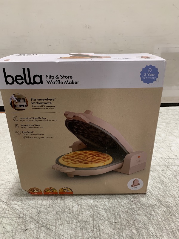 Photo 1 of bella Flip-n-Store Waffle Maker with EverGood™ Ceramic Nonstick Coating, Fits-anywhere™ Kitchenware, Power Indicator Light, Cool Touch Handle & Cord Wrap, 7” Wide & 1" Deep Plates, 1000 Watt, Blossom