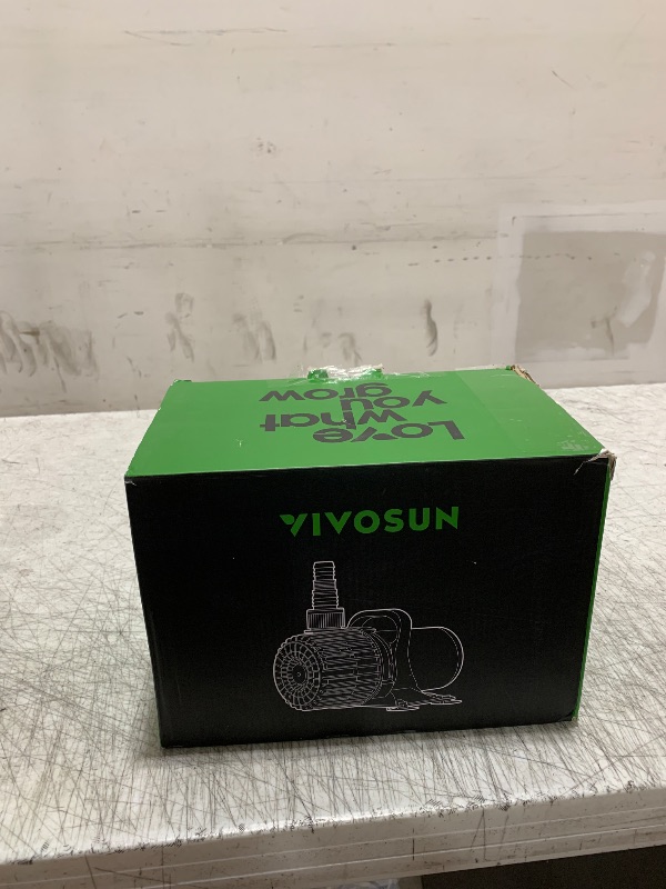 Photo 1 of VIVOSUN 1600 GPH Submersible Water Pump, 100W Pond Pump, Ultra Quiet Aquarium Pump with 15FT. Lift Height for Pond, Waterfall, Fish Tank, Statuary, Hydroponic