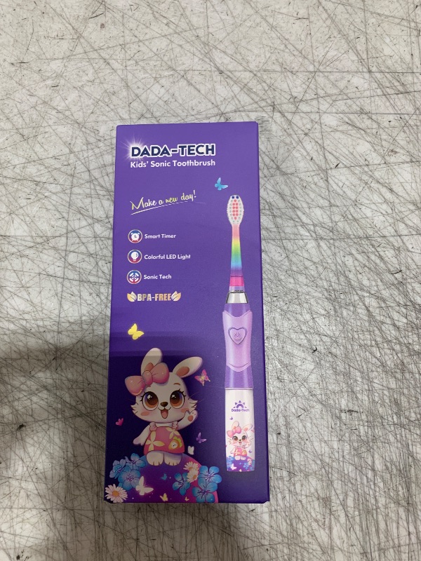 Photo 1 of Kids Electric Toothbrush Toddler Toothbrush Age 2-4-8-12 Girls Electric Toothbrush with Timer Rainbow LED Light Up Vibrating Toothbrush Battery Operated Childrens Sonic Tooth Brush (Rabbit Purple)