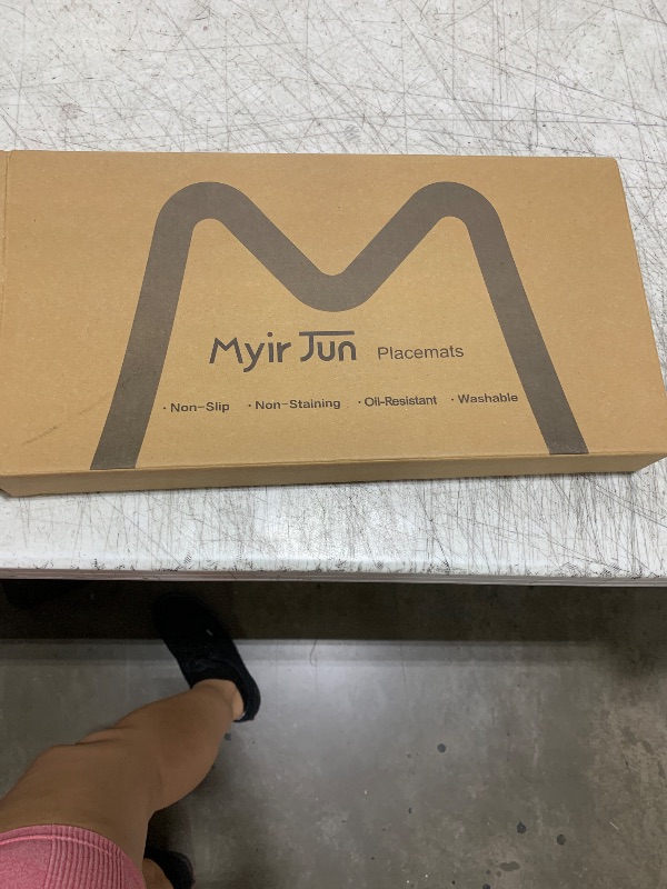 Photo 1 of Myir JUN Round Placemats Dual Sided, Faux Leather Place Mats Set of 6 Indoor Placemats for Dining Table Outdoor Placemats Non-Slip Washable Table Mats (Gray Brown, Set of 6)