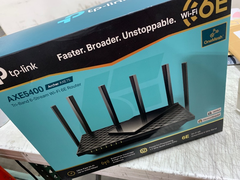 Photo 1 of TP-Link AXE5400 Tri-Band WiFi 6E Router (Archer AXE75)- Gigabit Wireless Internet Router, ax Router for Gaming, VPN Router, OneMesh, WPA3, Black