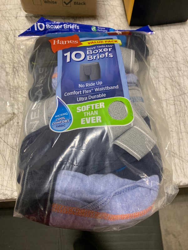 Photo 1 of Hanes Boys' and Toddler Underwear, Comfort Flex and ComfortSoft Boxer Briefs, Multiple Packs Available, Grey/Blue/Black/Red-10, Small