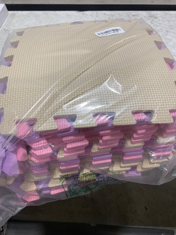 Photo 1 of MioTetto Foam Floor Tiles for Kids - Non-Toxic Soft Comfortable Baby Play Mat, Thick Tummy Time Mat, Interlocking Foam Tiles for Development & Crawling, Soft Cushioned Play mat for Babies 6-12 Months