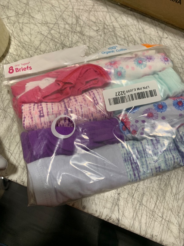 Photo 1 of Hanes Little Ultimate Girls' Underwear, Pure Comfort Organic 100% Cotton Panties, Hipsters, 8-Pack, Brief-Pink Blue Solids & Patterns, 8