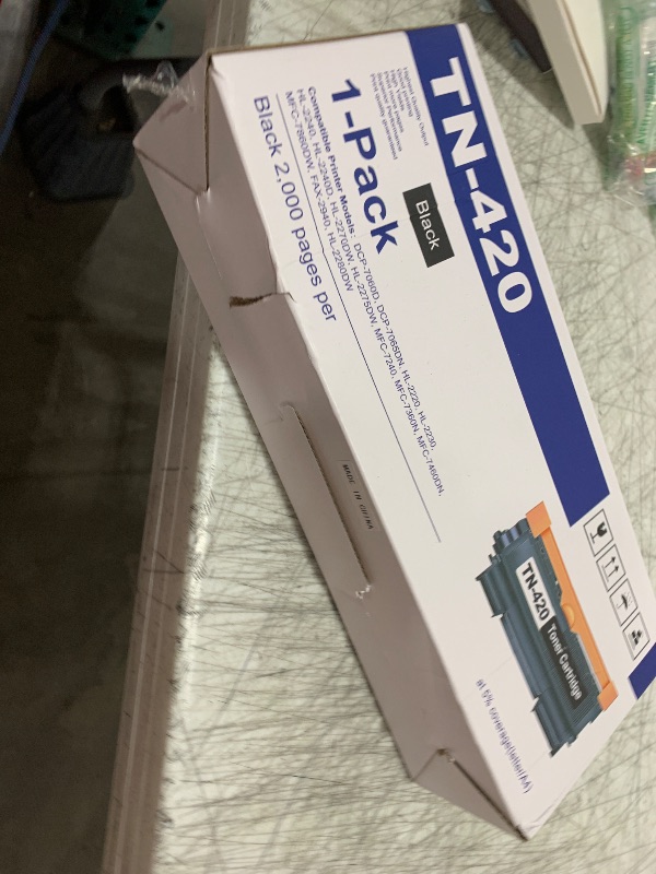 Photo 1 of Tn420 Tn- Black Toner Cartridge Replacement for Brother TN420 TN450 HL-2130 HL-2230 HL-2250DN MFC-7240 MFC-7360N MFC-7460DN MFC-7860DW DCP-7060D DCP-7065D Intellifax-2840 2940 Printer 1 Pack