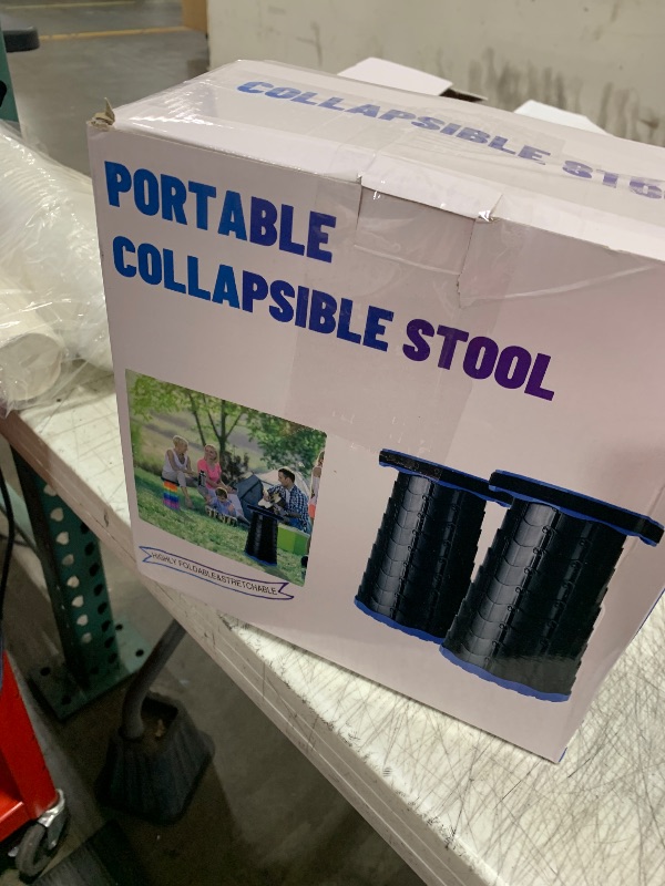 Photo 1 of Doseno Upgraded Foldable Stool Thickened Set of 2, Portable Collapsible Stool Retractable Stool, Foldable Portable Collapsible Chair for Fishing, Hiking Tours, BBQ, Parties, Outdoor Activities (Blue)