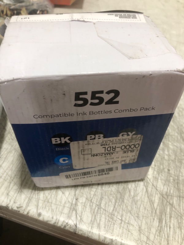 Photo 1 of Topcolor 552 Ink Bottles 6 Pack ET-8550 ET-8500 Replacement for 552 Ink Refill Bottle Work for Photo ET 8550 ET8550 Photo ET 8500 ET8500 8550 8500 Printers (BK PB C M Y GY)