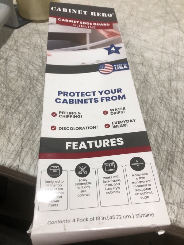 Photo 1 of Cabinet Hero Slimline Door Protector – Slip-On Plastic Edge Guard – Protect Kitchen & Drawer Fronts – Prevent Wear, Chipping, Discoloration, Cabinet Bumpers – 3/4" Thick, 18" Length – Black, Pack of 4
