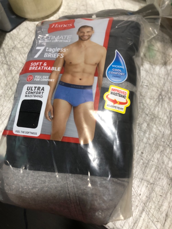 Photo 1 of Hanes Mens Tagless Briefs, Soft Moisture Wicking Underwear, 7-pack Briefs-underwear, Gray/Black - 7 Pack, Large US