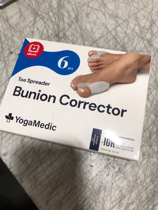 Photo 1 of YOGAMEDIC® Bunion Corrector Toe Separator for Big Toe to Relax, Spread and Stretch 6Pcs for Hallux Valgus & Bunion Support- 0% BPA Soft Silicone One-Size Pads, Protector for Overlapping Toes Unisex