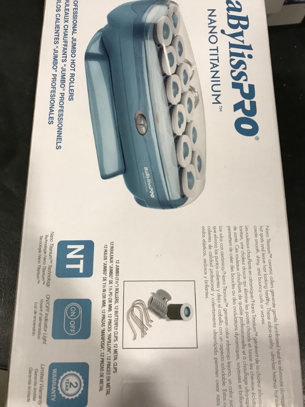 Photo 1 of BaBylissPRO Jumbo Hot Rollers, Nano Titanium Hair Styling Tools & Appliances, 12 Count, (Pack of 1) BABNTCHV15
