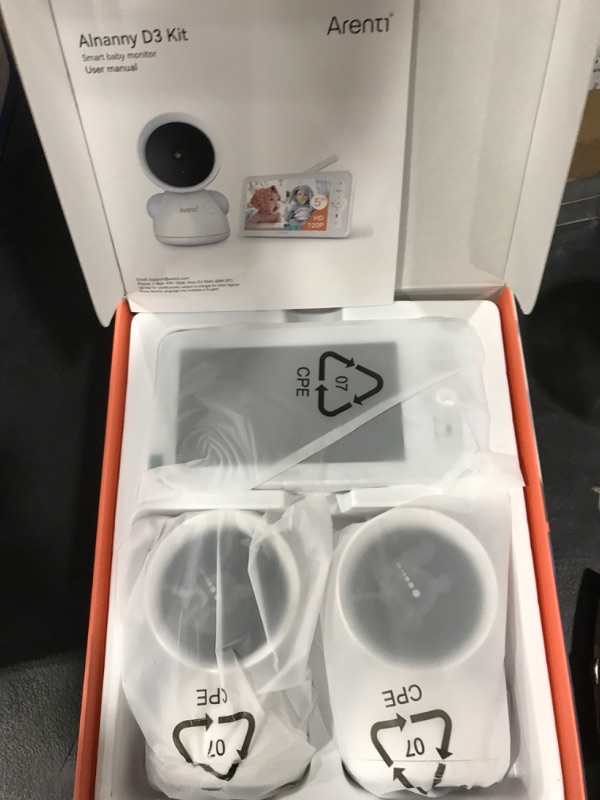 Photo 1 of ARENTI 3MP Baby Monitor with 2 Cameras, 5-inch Split Screen Display, WiFi 6 Smartphone App, Night Vision, Cry Detection, Temp & Humidity Sensor, 2-Way Audio (D3 Set)