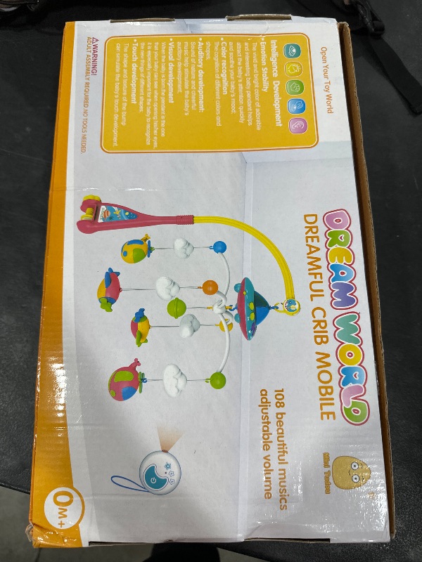 Photo 1 of Mini Tudou Musical Baby Crib Mobile Toy with Lights and Music, Star Projector Function and Cartoon Rattles, Remote Control Musical Box with 108 Melodies, Toy for Newborn Sleep