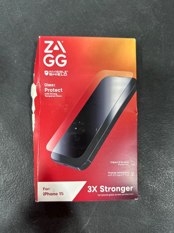 Photo 1 of ZAGG InvisibleShield Glass+ iPhone 15 Screen Protector - 3X Stronger with Reinforced Edges, Scratch & Smudge-Resistant Surface, Easy to Install