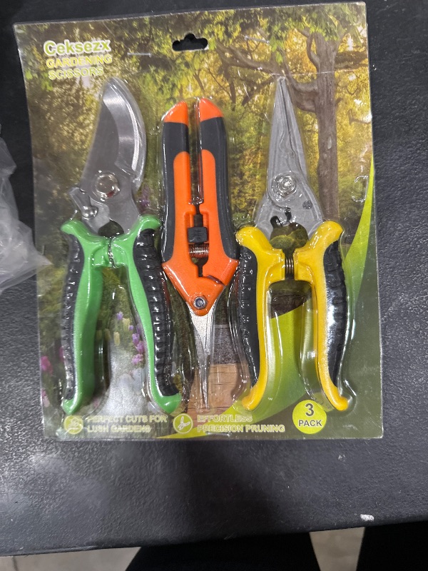 Photo 1 of Ceksezx 3 Pack Stainless Steel Pruning Shears & Garden Scissors, Premium Handheld Clippers for Gardening, Plants, Flowers, Shrub Trimming - Ergonomic Design with Durable Blades