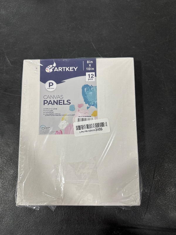 Photo 1 of Artkey Canvases for Painting 8x10 Inch 12-Pack, 10 oz Primed 100% Cotton White Blank Canvas Boards for Painting, Art Supplies Paint Canvas Panels for Acrylic Oil Watercolor Tempera Paints