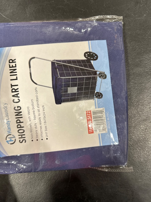 Photo 1 of Handy Laundry Shopping Cart Liner, 18" X 15" X 24", Square Bottom, Fits Standard Shopping Cart, Cover and Adjustable Straps for Easy Secure Attachment, Made from Waterproof Material (Navy Blue)