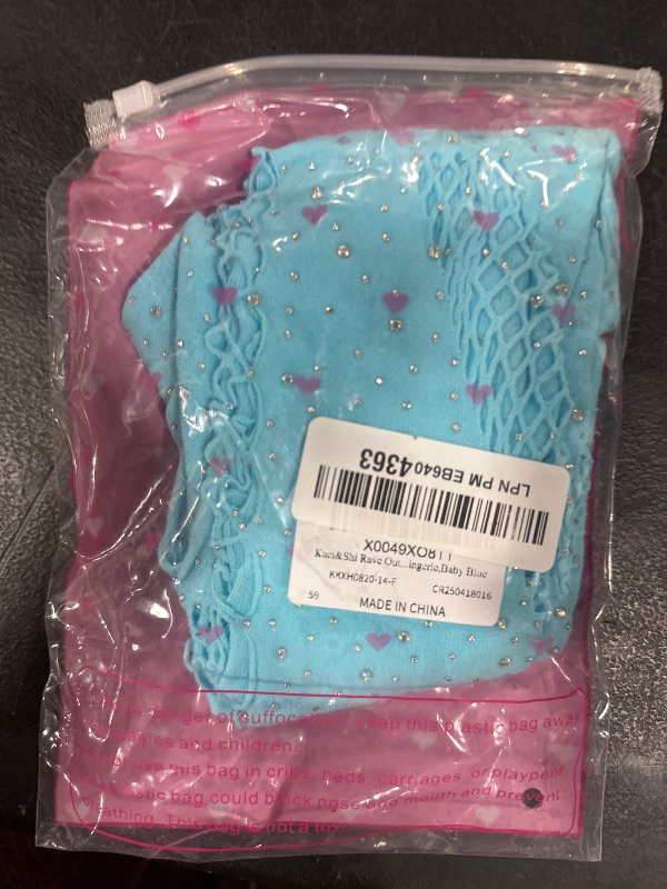 Photo 1 of Kaei&Shi Rave Outfits For Women, Rhinestone Bodysuit Fits 0-16, Exotic Dancer Sexy Tops, Fishnet Stripper Plus Size Lingerie,Baby Blue