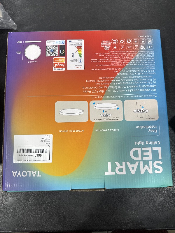 Photo 1 of TALOYA Smart Ceiling Light Flush Mount LED WiFi,Compatible with Alexa Google Home,Dimmable Low Profile Ambient Light Fixture for Bedroom Living Room Hallway Kitchen Nursery,12 Inch,RGB