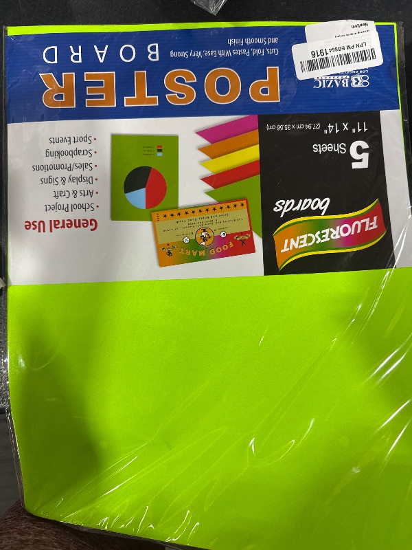 Photo 1 of BAZIC Poster Board 11" X 14" Assorted Neon Colored Poster Board Paper for School Craft Project Presentation Drawing Graphic Display (5/Pack), 1-Pack